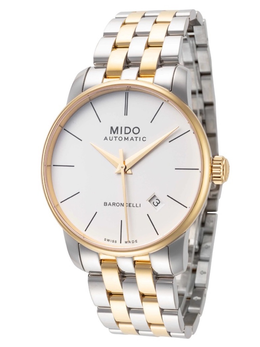 Mido Two-Tone Gold and Silver Classic Baroncelli Automatic Watch men’s